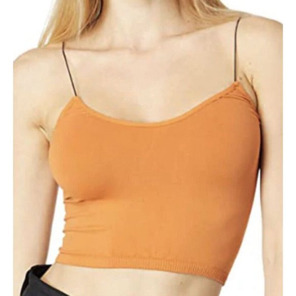 Free People Tops - NWT Free People M/L Skinny Strap Seamless Brami Crop Top Toffee Medium Large